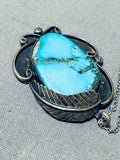 Native American Marvelous Vintage Zuni Kingman Turquoise Sterling Silver Necklace-Nativo Arts