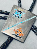 Turquoise Coral Mudhead Vintage Native American Navajo Sterling Silver Bolo Tie Old-Nativo Arts