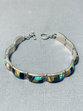 Extremely Intricate Vintage Native American Navajo Opal Sterling Silver Bracelet-Nativo Arts