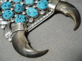 One Of The Best Vintage Native American Navajo Turquoise Sterling Silver Necklace Old-Nativo Arts