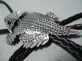 Fantastic Native American Navajo Sterling Silver Toad Bolo Tie-Nativo Arts