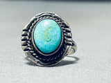 Easter Blue Turquoise Vintage Native American Navajo Sterling Silver Ring Old-Nativo Arts