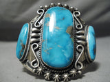 One Of Biggest Vintage Native American Navajo Blue Diamond Turquoise Sterling Silver Bracelet-Nativo Arts