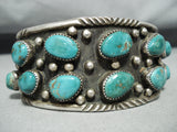Rare Earlier Signed Vintage Native American Navajo Green Turquoise Sterling Silver Bracelet-Nativo Arts