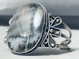 One Of The Finest Vintage Native American Navajo Black Petrified Wood Sterling Silver Bracelet-Nativo Arts