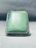 One Of The Biggest Best Vintage Native American Navajo Green Turquoise Sterling Silver Ring-Nativo Arts