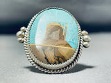 One Of A Kind Native American Navajo Turquoise Sterling Silver Monument Valley Ring-Nativo Arts