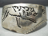 Creeping Coyote Vintage Native American Navajo Sterling Silver Bracelet Cuff-Nativo Arts