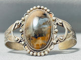 Rare Early Vintage Native American Navajo Petrified Wood Sterling Silver Bracelet-Nativo Arts