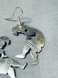 Important Native American Navajo Sterling Silver Kokopelli Earrings-Nativo Arts