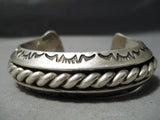 Alfred Lee Vintage Native American Navajo Very Heavy Sterling Silver Bracelet Cuff-Nativo Arts