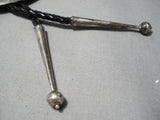 Important Vintage Native American Hopi Frank Laheleon Sterling Silver Mudhead Bolo Tie-Nativo Arts