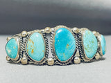 Tremendous Vintage Native American Navajo 5 Turquoise Sterling Silver Bracelet-Nativo Arts