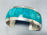 Stunning Native American Navajo Turquoise Sterling Silver Bracelet Signed Mel Francis-Nativo Arts