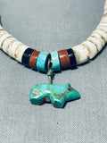 Native American Bear Fetish Hand Carved Vintage Navajo Sterling Silver Necklace-Nativo Arts