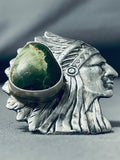 Striking San Felipe Damale Turquoise Sterling Silver Chief Ring-Nativo Arts