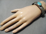Amazing Vintage Navajo Green Turquoise Sterling Silver Bracelet Native American-Nativo Arts