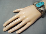 Freddy Guerro Vintage Native American Navajo Carico Lake Turquoise Sterling Silver Bracelet-Nativo Arts