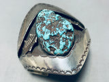 Mens Signed Museum Quality Vintage Native American Navajo Turquoise Sterling Silver Bracelet-Nativo Arts