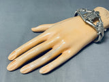 Symbolic Protector of Arrowheads Horned Lizards Sterling Silver Navajo Bracelet-Nativo Arts