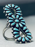 One Of The Finest Vintage Native American Zuni Turquoise Sterling Silver Ring Old-Nativo Arts