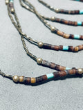 10 Tier Very Rare Vintage Native American Navajo Turquoise Heishi Sterling Silver Necklace Old-Nativo Arts