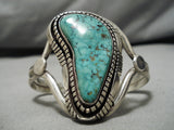 Striking Vintage Native American Navajo Apache Turquoise Sterling Silver Bracelet Old-Nativo Arts