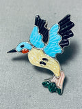 The Best Native American Zuni Turquoise Hummingbird Coral Sterling Silver Ring-Nativo Arts