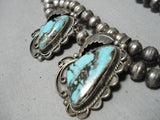 One Of The Best Vintage Native American Navajo Blue Diamond Turquoise Sterling Silver Necklace-Nativo Arts