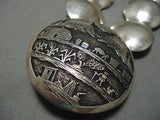One Of Most Intricate Vintage Native American Navajo Turquoise Sterling Silver Bead Necklace Old-Nativo Arts