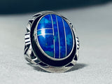 Mel Yazzie Vintage Native American Navajo Azurite Sterling Silver Ring-Nativo Arts