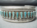Phenomenal Native American Navajo Turquoise Teardrops Sterling Silver Bracelet-Nativo Arts