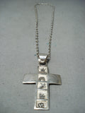 Extraordinary Navajo Native American Sterling Silver Cross Necklace-Nativo Arts