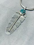 One Of The Best Vintage Native American Navajo Leaf Turquoise Sterling Silver Necklace-Nativo Arts