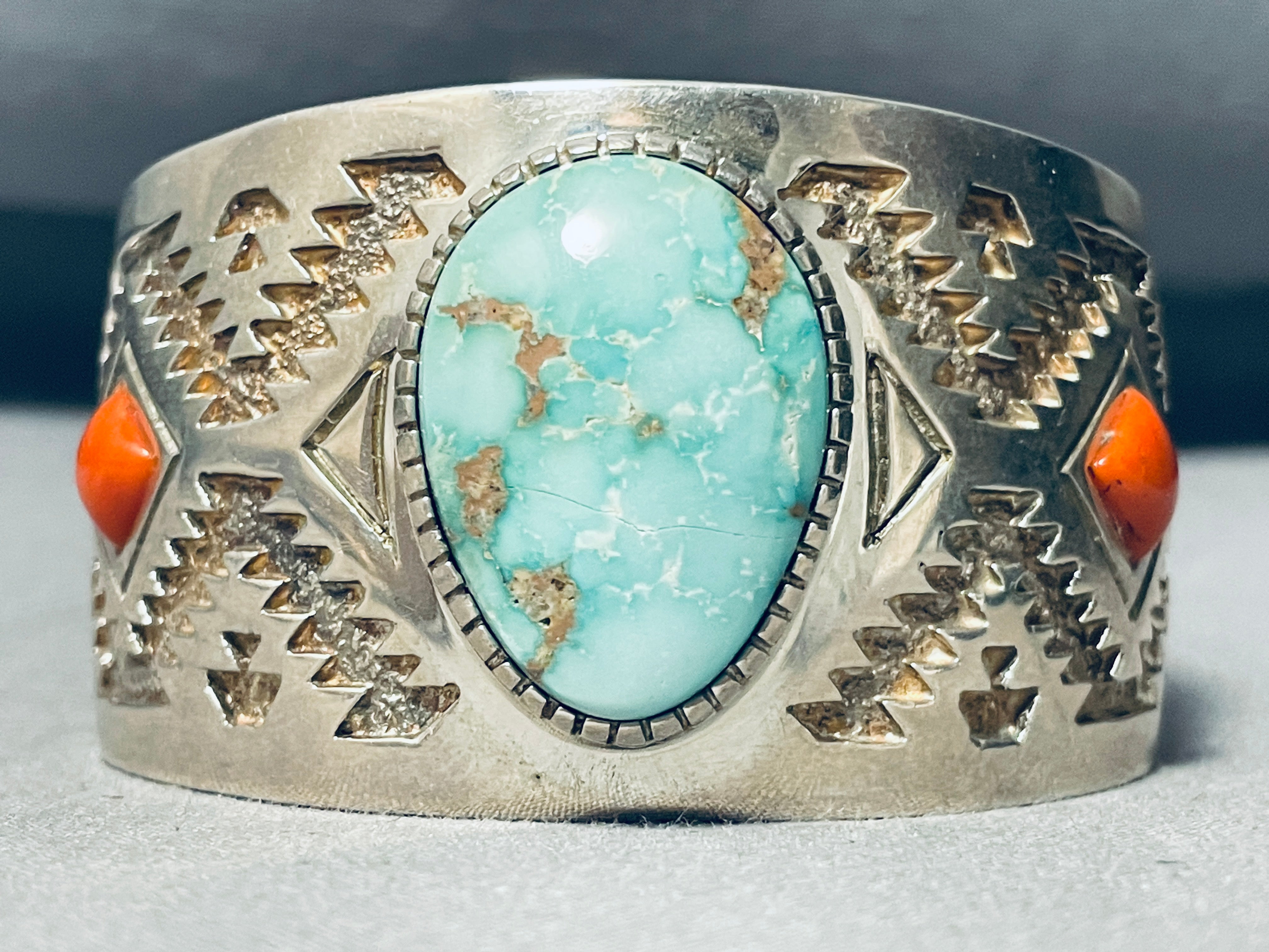 Important Mike Perry Vintage Native American Navajo Turquoise