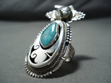 Fabulous Navajo Kingman Turquoise Sterling Silver Ring Native American-Nativo Arts