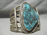 Monstrous Vintage Native American Navajo Blue Spiderweb Turquoise Sterling Silver Bracelet Old-Nativo Arts