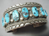 Astounding Vintage Native American Navajo Kingman Turquoise Sterling Silver Bracelet Old-Nativo Arts