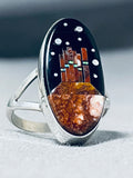 Completely Hand Inlaid Native American Navajo Monument Valley Sterling Silver Ring-Nativo Arts