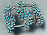 Swirls Of Turquoise Vintage Navajo Sterling Silver Bracelet-Nativo Arts