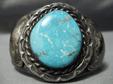 Museum Vintage Native American Navajo Carico Lake Turquoise Sterling Silver Bracelet Old-Nativo Arts