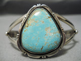 Rare Vintage Native American Navajo #8 Turquoise Sterling Silver Bracelet Old-Nativo Arts