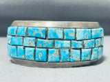 Native American One Of The Best Ever Vintage Navajo Turquoise Channel Sterling Silver Bracelet-Nativo Arts
