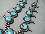 Women's Vintage Native American Navajo Morenci Turquoise Sterling Silver Squash Blossom Necklace-Nativo Arts