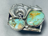Huge Blackbear Vintage Native American Navajo Royston Turquoise Sterling Silver Bracelet-Nativo Arts