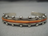 Striking Native American Navajo Inlay Coral Native American Bracelet Old-Nativo Arts