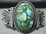 Dazzling Navajo Native American Carico Lake Turquoise Sterling Silver Bracelet-Nativo Arts