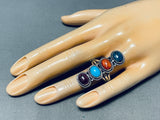 Colorful Native American Navajo Sleeping Beauty Turquoise Lapis Sterling Silver Ring-Nativo Arts