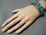 Marie Thompson Vintage Native American Navajo 7 Kingman Turquoise Sterling Silver Bracelet Old-Nativo Arts