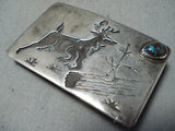 Authentic Preson Monongye Vintage Native American Hopi Bisbee Turquoise Sterling Silver Buckle-Nativo Arts